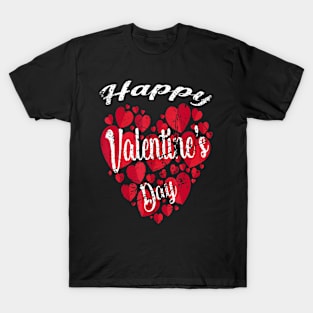 Happy Valentines Day 2022 Couples Matching Red Hearts T-Shirt